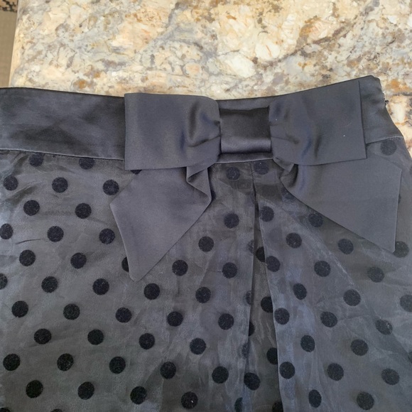 ELLE SZ 10 Swing skirt black w Bow pok a dot outer transparent lining NWT - Picture 4 of 9